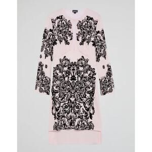 Just Cavalli Blush Pink Black Velvet Baroque Scroll Design Bodycon Keyhole Dress